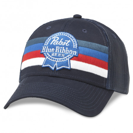 Pabst Blue Ribbon Beer Striped Adjustable Royal Navy Snapback Hat