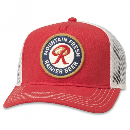Rainer Beer Red And White Adjustable Mesh Snapback Trucker Hat