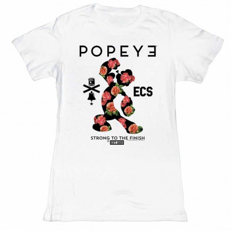 Popeye Flowerman White Juniors TShirt