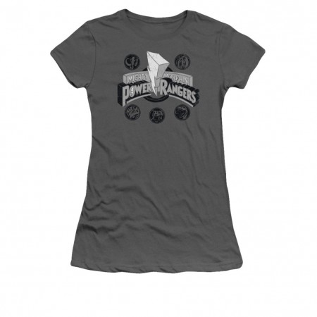Power Rangers Coins Gray Juniors T-Shirt