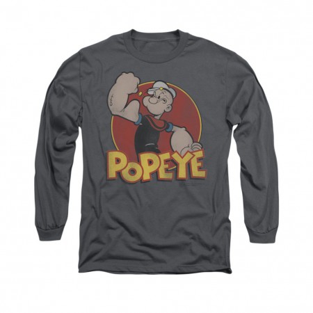 Popeye Retro Ring Gray Long Sleeve T-Shirt