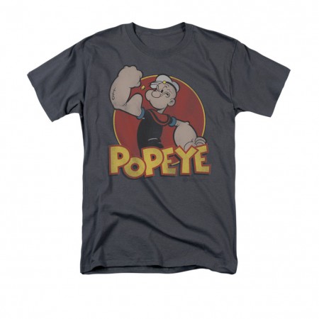 Popeye Men's Gray Vintage Circle Logo T-Shirt