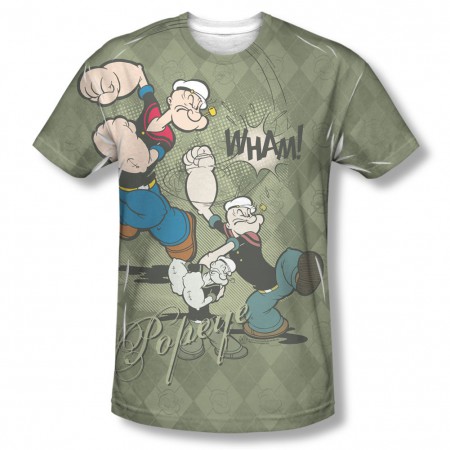 Popeye Argyle Punch Green Sublimation T-Shirt
