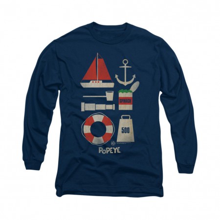 Popeye Items Blue Long Sleeve T-Shirt