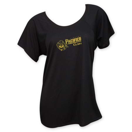 Pacifico Gold Logo Women's U-Neck Black T-Shirt