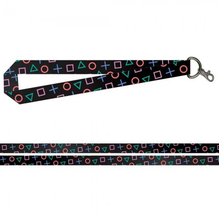 Playstation Buttons Black Wide Lanyard Badge Holder