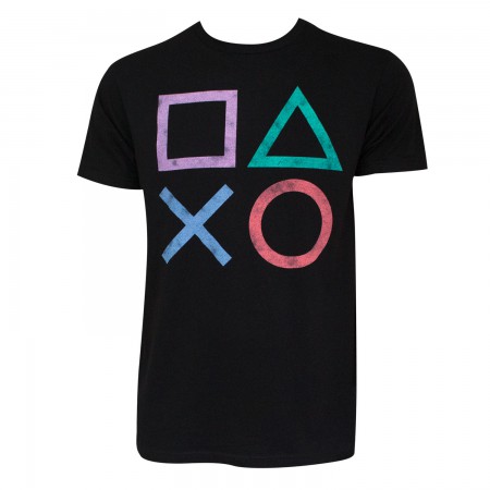 Playstation Men's Black Controller Button Logo T-Shirt