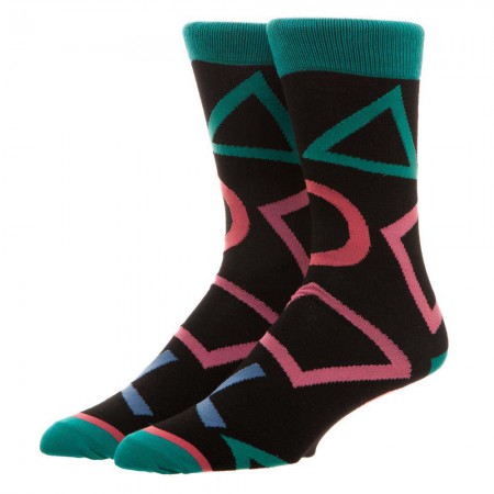 Sony Playstation Controller Buttons Black Men's Socks