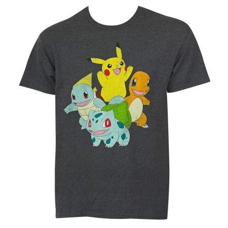 Pokemon Pikachu And Friends Men's Grey T-Shirt
