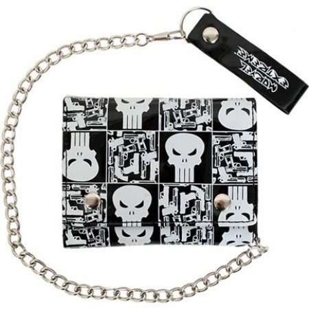 Punisher Marvel Comics Black White Vinyl Chain Wallet