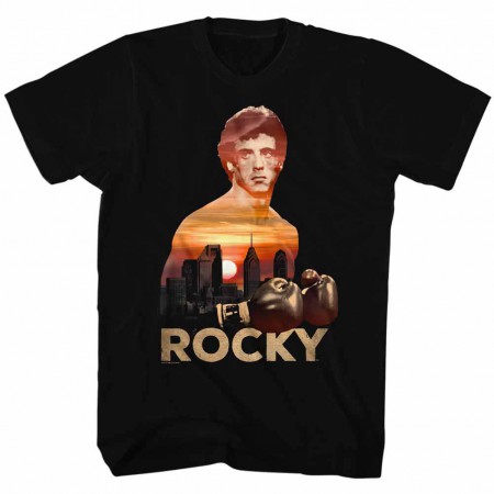 Rocky Sunset Over Philly Black TShirt