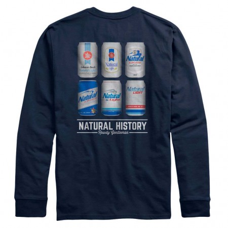 Natural Light Natty History Rowdy Gentleman Long Sleeve Navy Blue T-Shirt