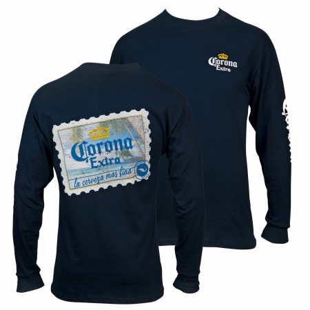 Corona Extra Stamp Back Long Sleeve Print T-Shirt