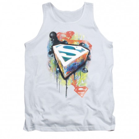 Superman Urban Shields White Mens Tank Top