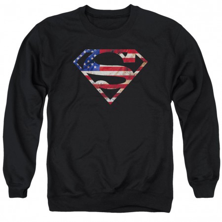 Superman American Flag Logo Crewneck Sweatshirt