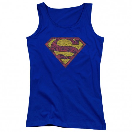 Superman Rose Logo Women's Blue Tank Top