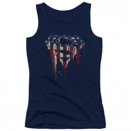 Superman Dripping USA Flag Women's Tank Top
