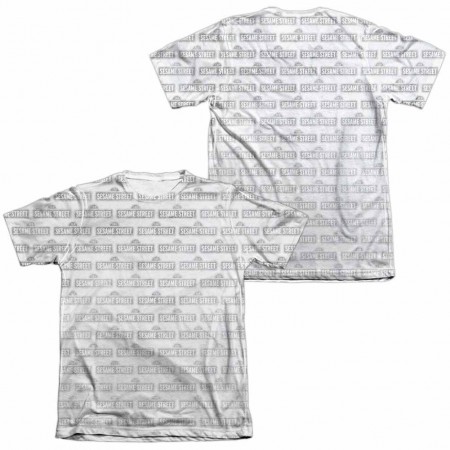 Sesame Street BW Pattern White 2-Sided Sublimation T-Shirt