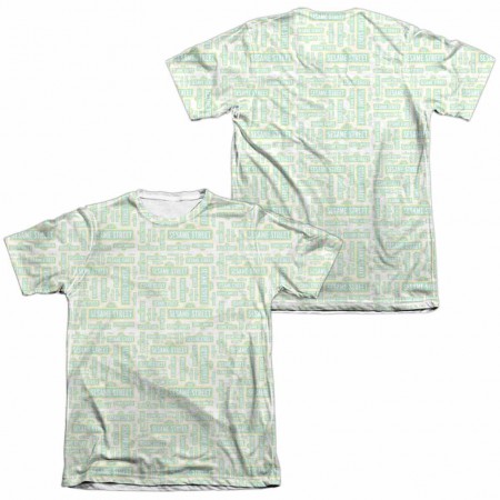 Sesame Street Puzzle Pattern White 2-Sided Sublimation T-Shirt
