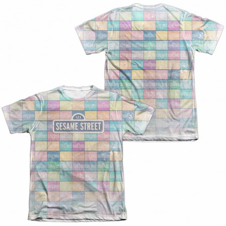 Sesame Street Color Block White 2-Sided Sublimation T-Shirt