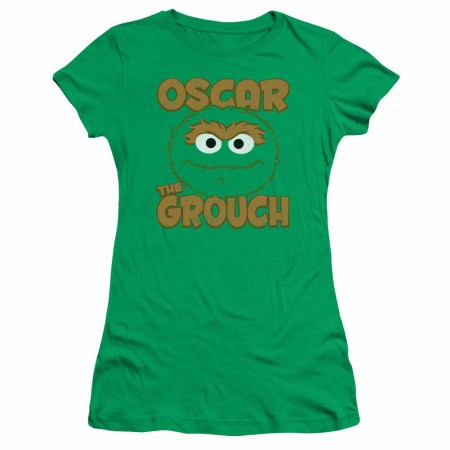 Sesame Street Oscar Sandwich Green Juniors T-Shirt