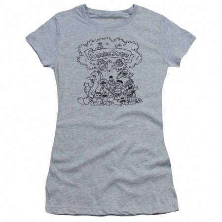 Sesame Street Simple Street Gray Juniors T-Shirt