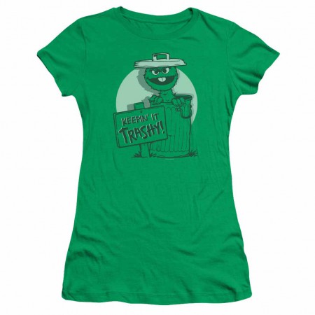 Sesame Street Keepin It Trashy Green Juniors T-Shirt