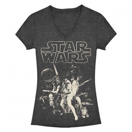 Star Wars Poster Charcoal Heather Juniors T-Shirt