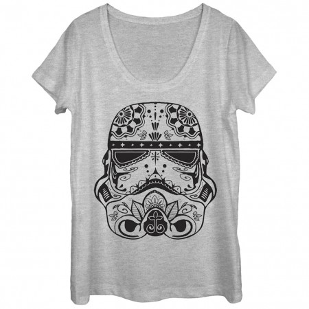 Star Wars Sugar Skull Troop Gray Juniors T-Shirt