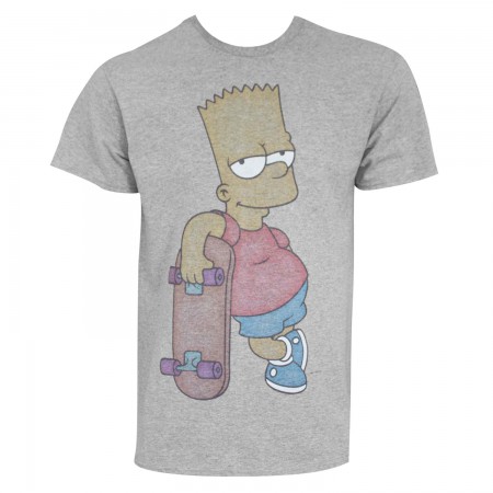 The Simpsons Men's Grey Bart Skateboard T-Shirt