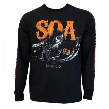Sons Of Anarchy Men's Black Charging Reaper Long Sleeve Shirt