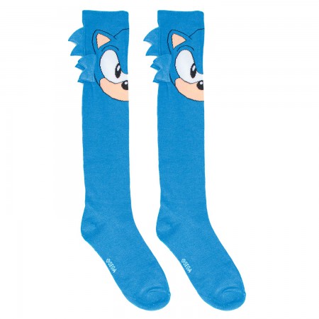 Sonic Face Blue Knee High Costume Socks