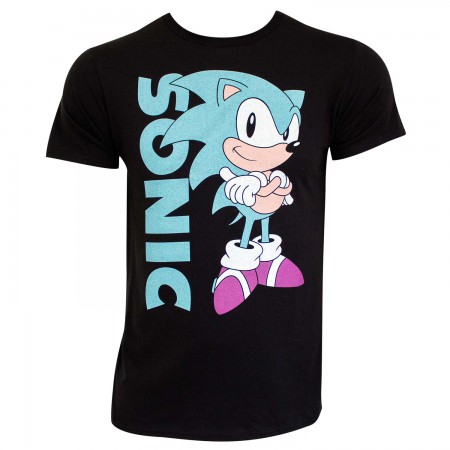 Sonic The Hedgehog Men's Black Neon Logo T-Shirt
