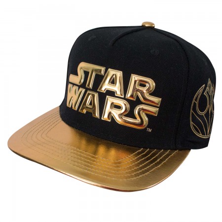 Star Wars Gold Logo Metallic Brim Men's Black Cap