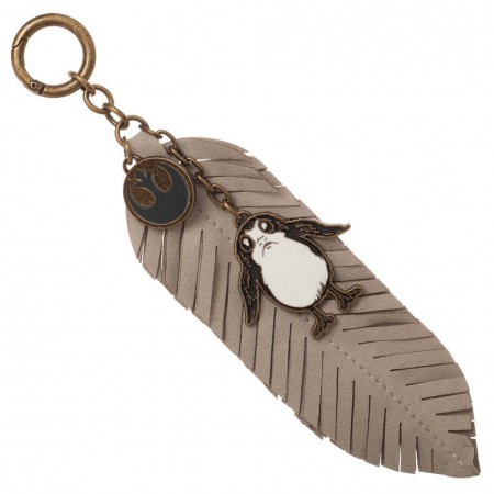 Star Wars Episode 8 Porg Feather Leather Keychain