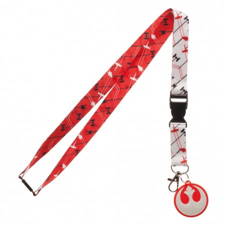 Star Wars White & Red Episode 8 Movie Rebel Lanyard