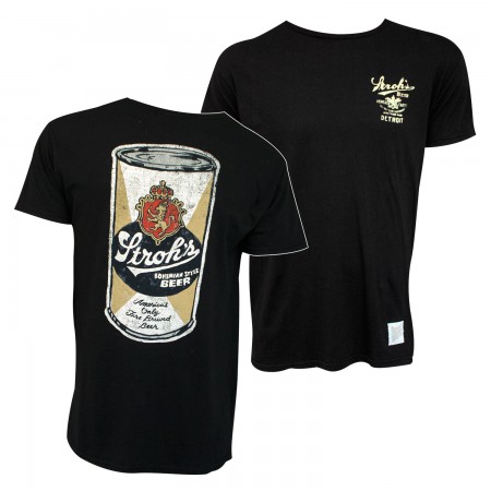 Stroh's Beer Can Retro Brand Men's Black T-Shirt