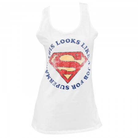 Superman Women's White Job Tank Top