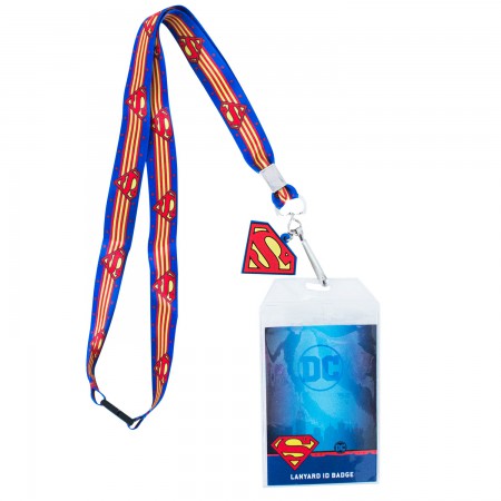 Superman Striped Lanyard Badge Holder