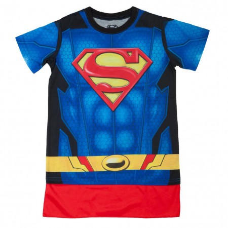 Superman Boys Blue Sublimated Costume T-Shirt