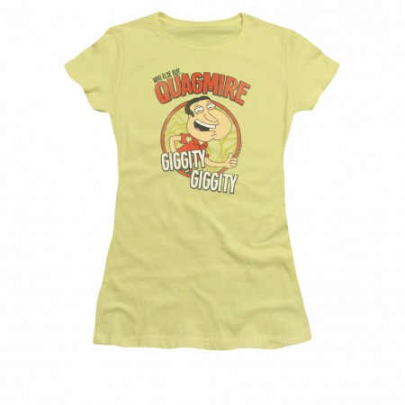 Family Guy Quagmire Giggity Yellow Juniors T-Shirt