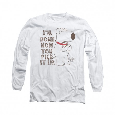 Family Guy Brian Pick It Up White Long Sleeve T-Shirt