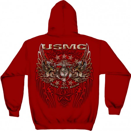 USMC Marines Pride Duty Honor Red Hoodie
