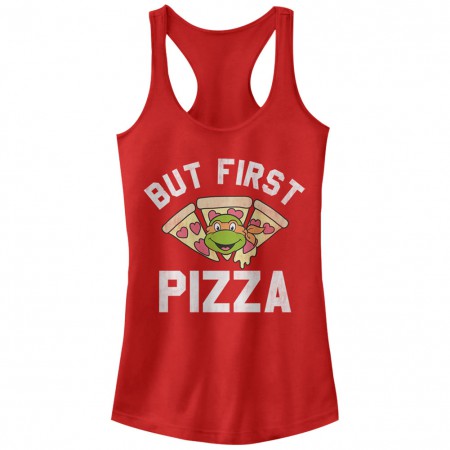 Teenage Mutant Ninja Turtles Pizza First Red Juniors Tank Top