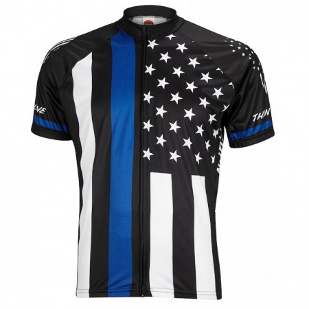 Thin Blue Line Skull Patriotic Cycling Jersey