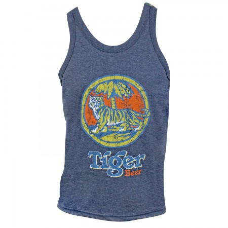 Tiger Beer Distressed Logo Denim Blue Tank Top