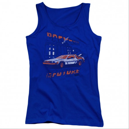 Back To The Future Lightning Strikes Blue Juniors Tank Top