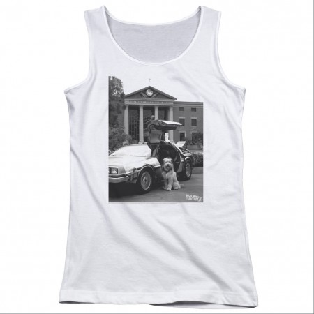 Back To The Future Einstein White Juniors Tank Top