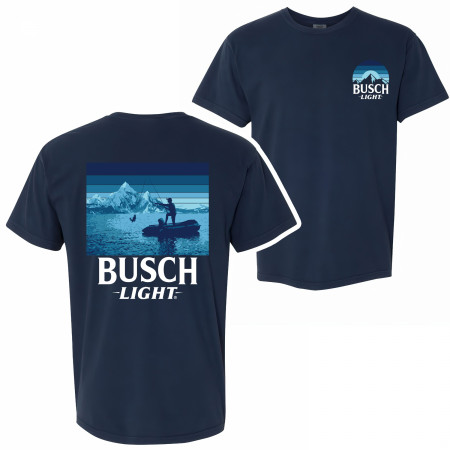 Busch Light Fishing Front and Back Print T-Shirt