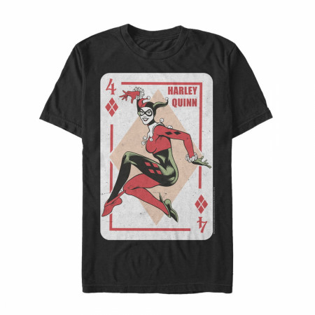 Harley Quinn 4 of Diamonds Black T-Shirt